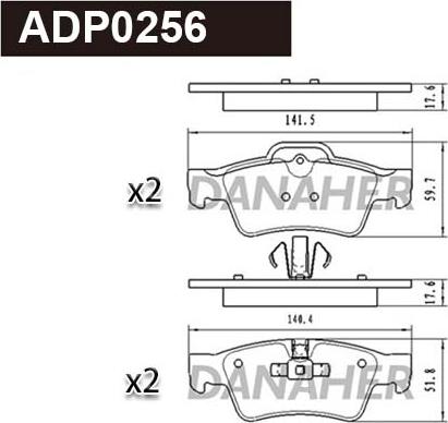 Danaher ADP0256 - Kit pastiglie freno, Freno a disco autozon.pro