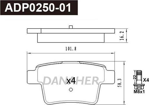 Danaher ADP0250-01 - Kit pastiglie freno, Freno a disco autozon.pro