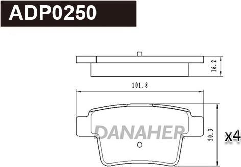 Danaher ADP0250 - Kit pastiglie freno, Freno a disco autozon.pro