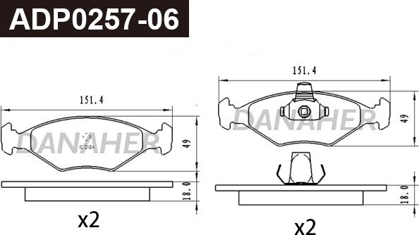 Danaher ADP0257-06 - Kit pastiglie freno, Freno a disco autozon.pro