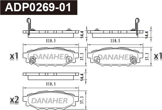 Danaher ADP0269-01 - Kit pastiglie freno, Freno a disco autozon.pro