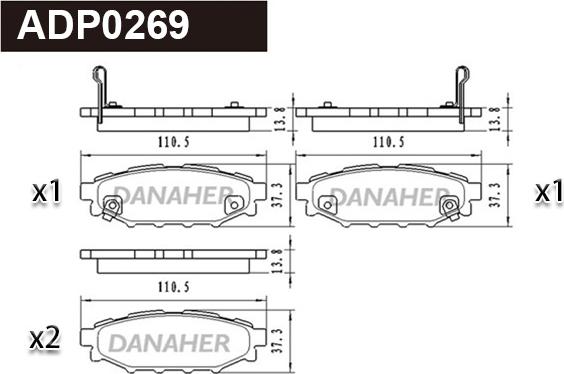 Danaher ADP0269 - Kit pastiglie freno, Freno a disco autozon.pro