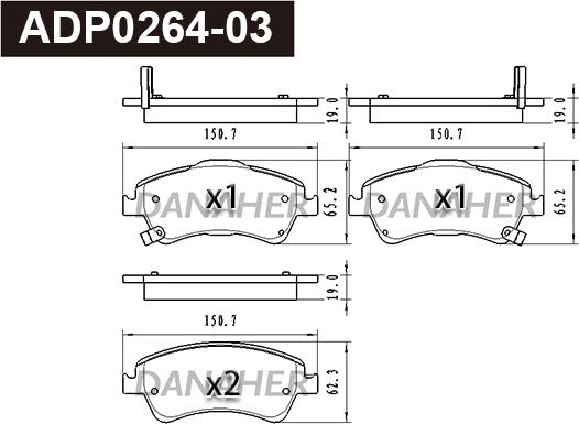 Danaher ADP0264-03 - Kit pastiglie freno, Freno a disco autozon.pro