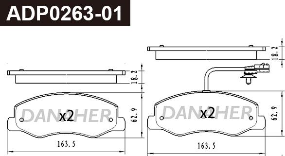 Danaher ADP0263-01 - Kit pastiglie freno, Freno a disco autozon.pro