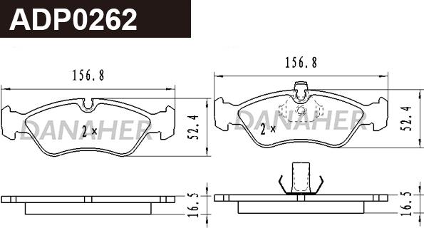 Danaher ADP0262 - Kit pastiglie freno, Freno a disco autozon.pro