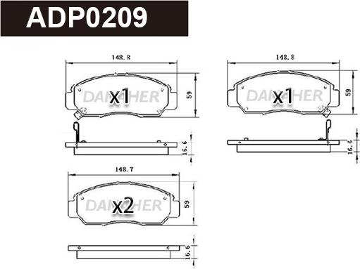 Danaher ADP0209 - Kit pastiglie freno, Freno a disco autozon.pro