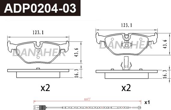 Danaher ADP0204-03 - Kit pastiglie freno, Freno a disco autozon.pro