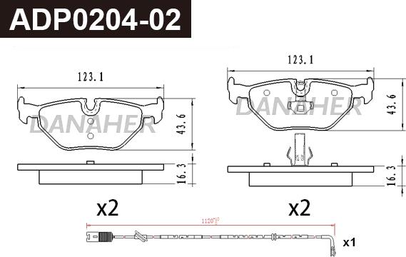 Danaher ADP0204-02 - Kit pastiglie freno, Freno a disco autozon.pro