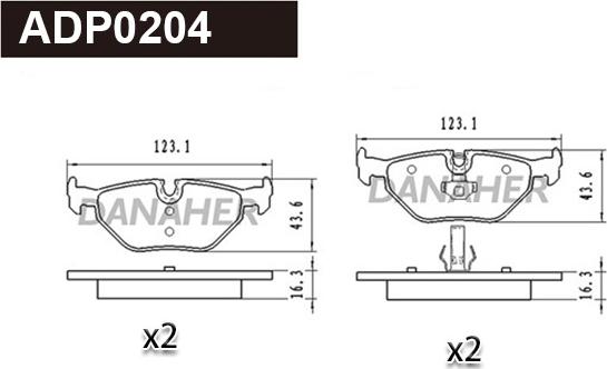 Danaher ADP0204 - Kit pastiglie freno, Freno a disco autozon.pro