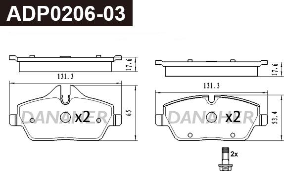 Danaher ADP0206-03 - Kit pastiglie freno, Freno a disco autozon.pro