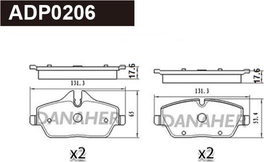 Danaher ADP0206 - Kit pastiglie freno, Freno a disco autozon.pro