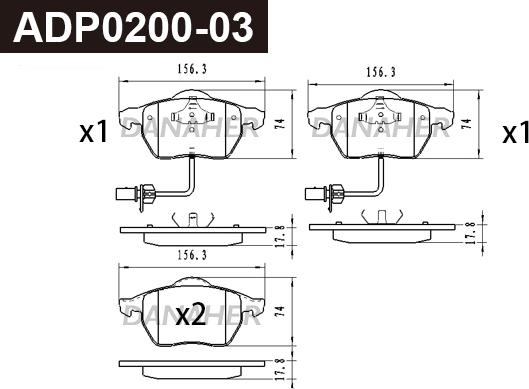 Danaher ADP0200-03 - Kit pastiglie freno, Freno a disco autozon.pro