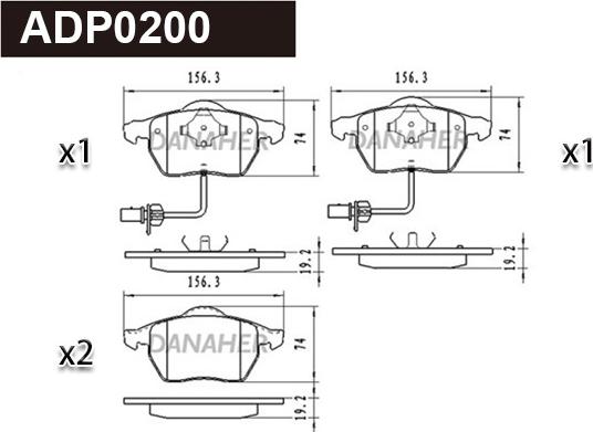 Danaher ADP0200 - Kit pastiglie freno, Freno a disco autozon.pro