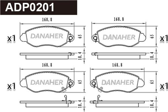 Danaher ADP0201 - Kit pastiglie freno, Freno a disco autozon.pro