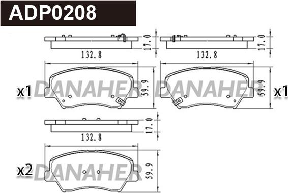 Danaher ADP0208 - Kit pastiglie freno, Freno a disco autozon.pro