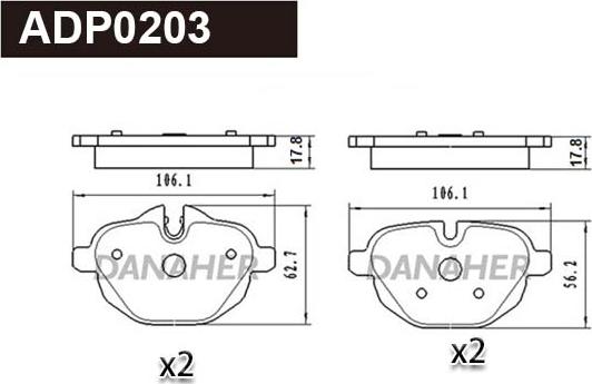 Danaher ADP0203 - Kit pastiglie freno, Freno a disco autozon.pro