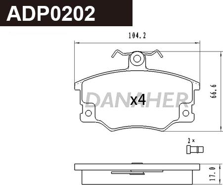 Danaher ADP0202 - Kit pastiglie freno, Freno a disco autozon.pro