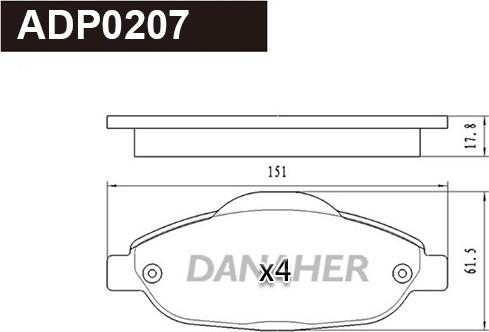 Danaher ADP0207 - Kit pastiglie freno, Freno a disco autozon.pro