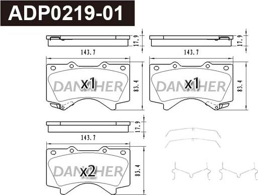 Danaher ADP0219-01 - Kit pastiglie freno, Freno a disco autozon.pro