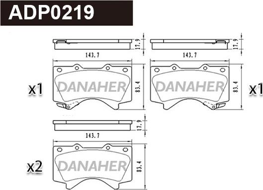 Danaher ADP0219 - Kit pastiglie freno, Freno a disco autozon.pro