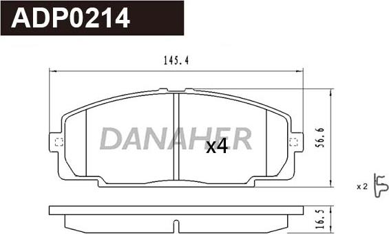 Danaher ADP0214 - Kit pastiglie freno, Freno a disco autozon.pro