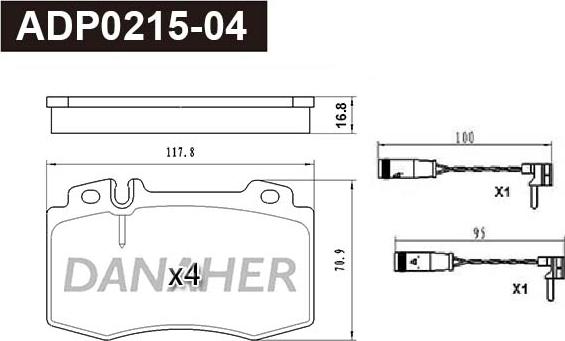 Danaher ADP0215-04 - Kit pastiglie freno, Freno a disco autozon.pro