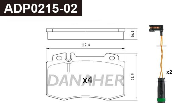 Danaher ADP0215-02 - Kit pastiglie freno, Freno a disco autozon.pro