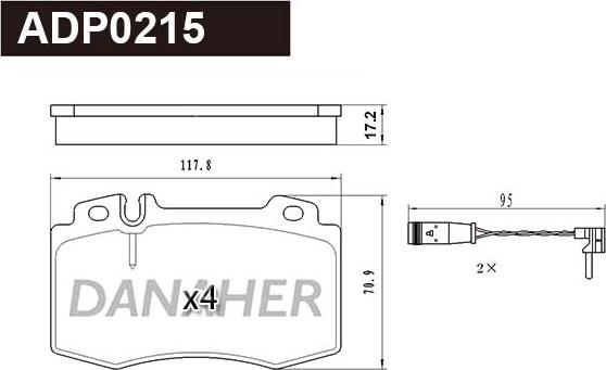 Danaher ADP0215 - Kit pastiglie freno, Freno a disco autozon.pro