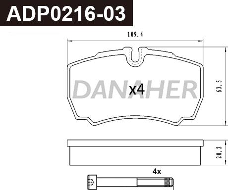 Danaher ADP0216-03 - Kit pastiglie freno, Freno a disco autozon.pro