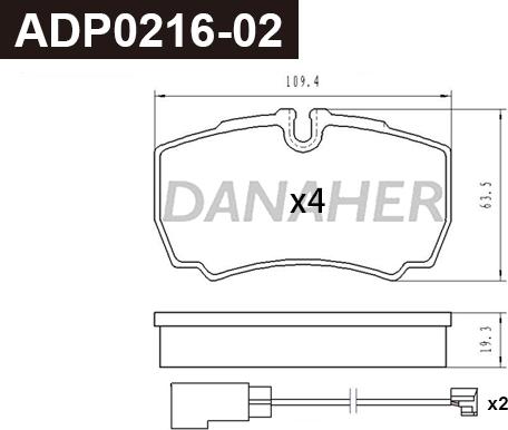 Danaher ADP0216-02 - Kit pastiglie freno, Freno a disco autozon.pro