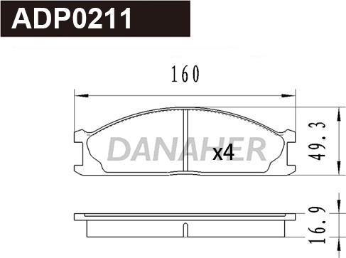 Danaher ADP0211 - Kit pastiglie freno, Freno a disco autozon.pro