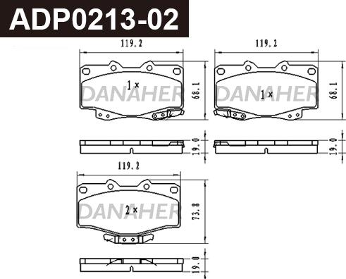 Danaher ADP0213-02 - Kit pastiglie freno, Freno a disco autozon.pro