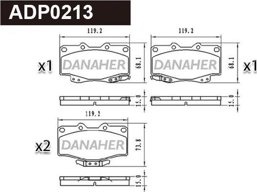 Danaher ADP0213 - Kit pastiglie freno, Freno a disco autozon.pro