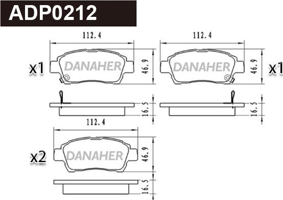 Danaher ADP0212 - Kit pastiglie freno, Freno a disco autozon.pro