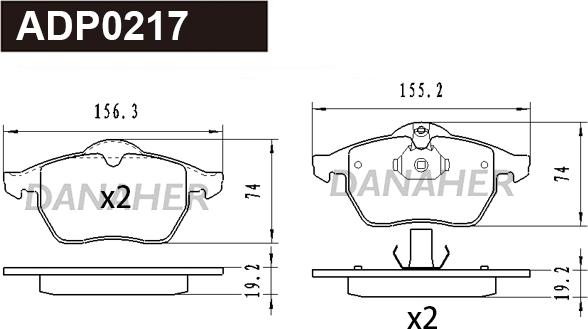 Danaher ADP0217 - Kit pastiglie freno, Freno a disco autozon.pro