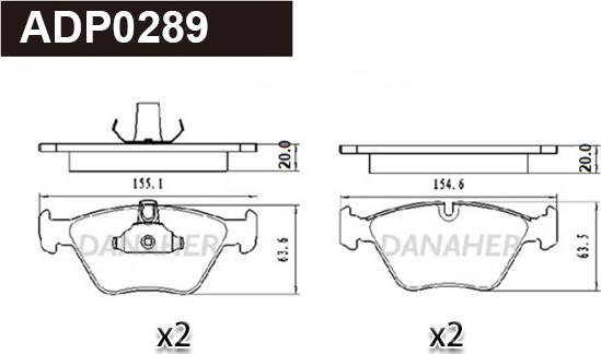 Danaher ADP0289 - Kit pastiglie freno, Freno a disco autozon.pro