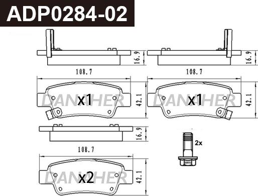 Danaher ADP0284-02 - Kit pastiglie freno, Freno a disco autozon.pro