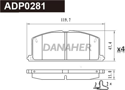 Danaher ADP0281 - Kit pastiglie freno, Freno a disco autozon.pro