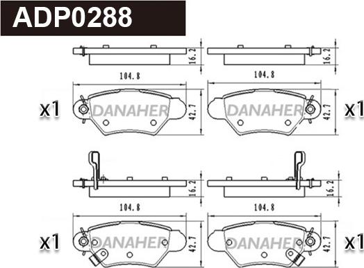 Danaher ADP0288 - Kit pastiglie freno, Freno a disco autozon.pro