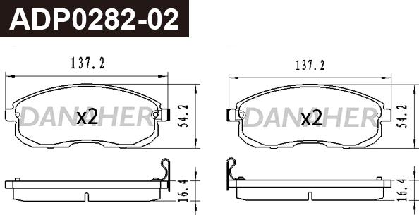 Danaher ADP0282-02 - Kit pastiglie freno, Freno a disco autozon.pro