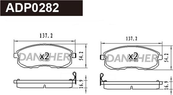 Danaher ADP0282 - Kit pastiglie freno, Freno a disco autozon.pro