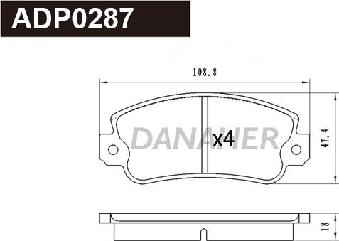 Danaher ADP0287 - Kit pastiglie freno, Freno a disco autozon.pro