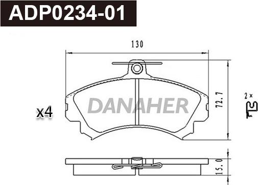 Danaher ADP0234-01 - Kit pastiglie freno, Freno a disco autozon.pro