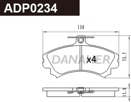 Danaher ADP0234 - Kit pastiglie freno, Freno a disco autozon.pro