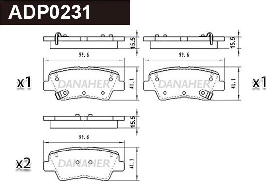 Danaher ADP0231 - Kit pastiglie freno, Freno a disco autozon.pro