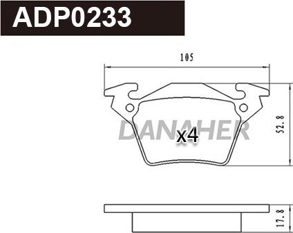 Danaher ADP0233 - Kit pastiglie freno, Freno a disco autozon.pro