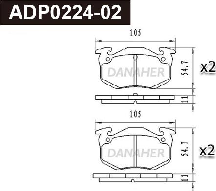 Danaher ADP0224-02 - Kit pastiglie freno, Freno a disco autozon.pro