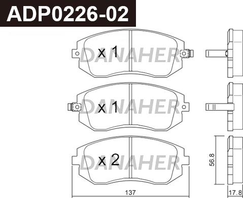 Danaher ADP0226-02 - Kit pastiglie freno, Freno a disco autozon.pro