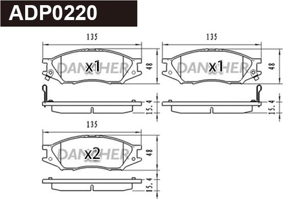 Danaher ADP0220 - Kit pastiglie freno, Freno a disco autozon.pro