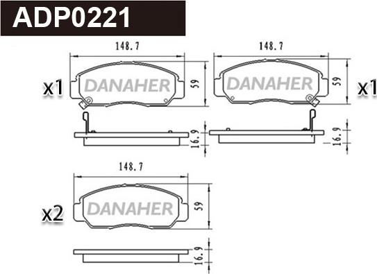 Danaher ADP0221 - Kit pastiglie freno, Freno a disco autozon.pro